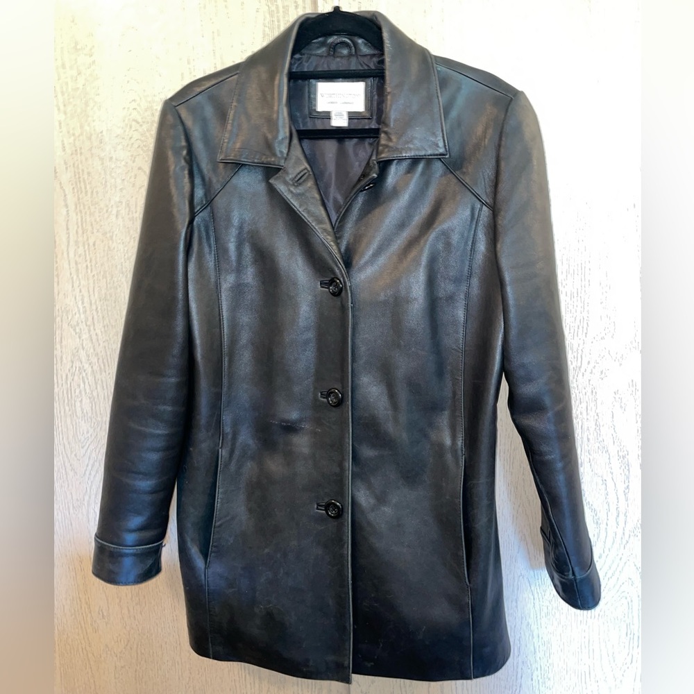 Black Lambskin Leather Trench Coat